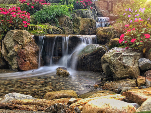 beautiful pondless waterfall installation by atlantis water gardens in denville nj