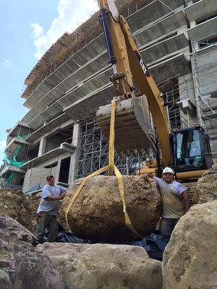 building the waterfalls at prima vera shopping mall